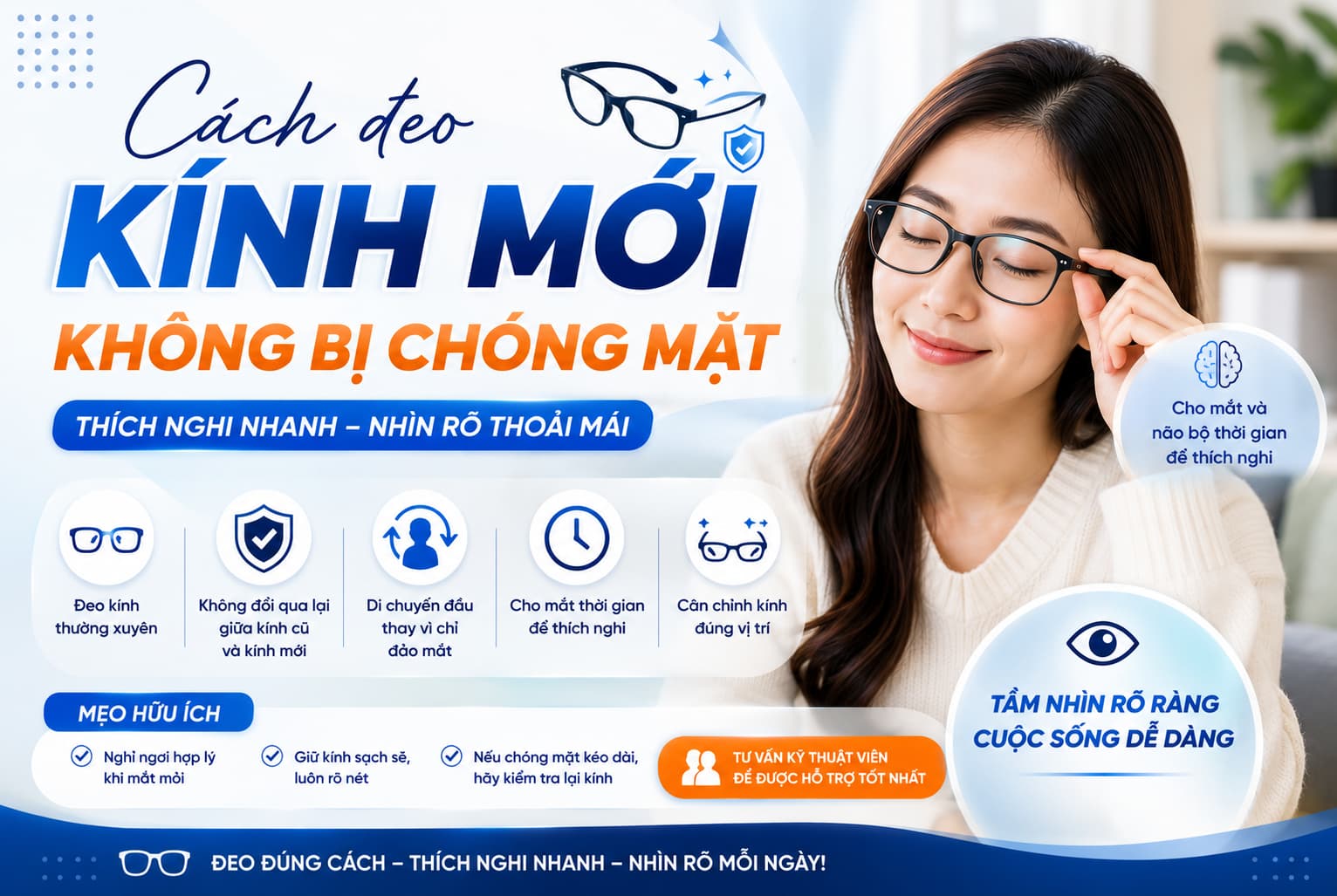 Cach deo kinh moi khong bi chong mat
