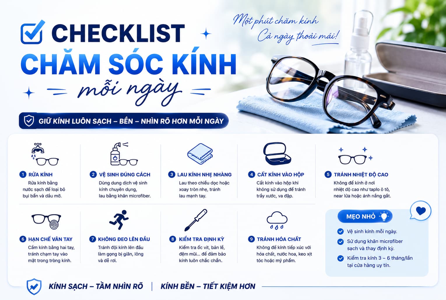 Checklist cham soc kinh moi ngay