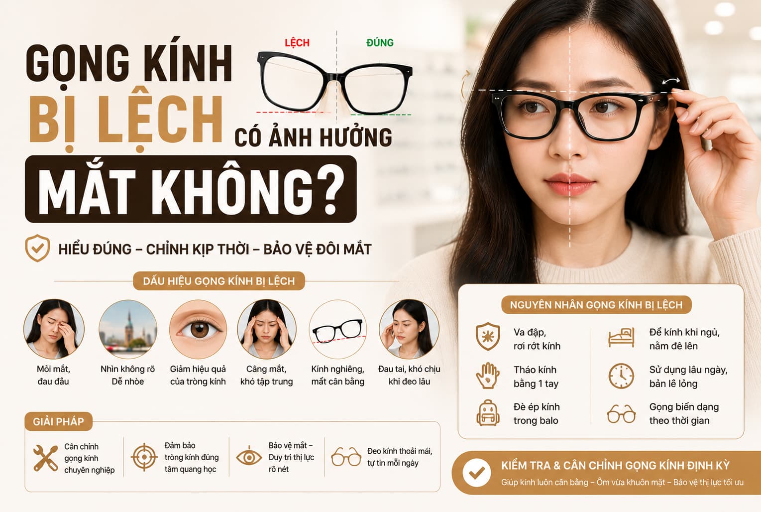 Gong kinh bi lech co anh huong mat khong