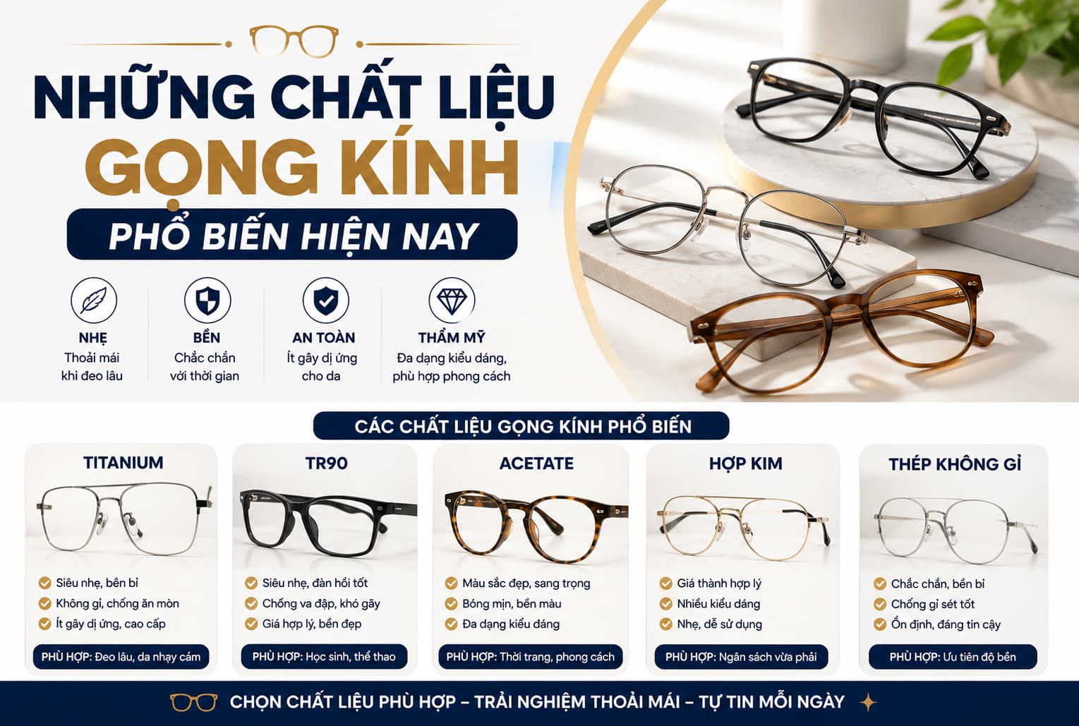 Nhung chat lieu gong kinh pho bien hien nay